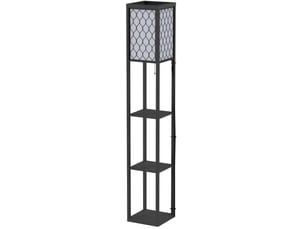 Lampadaire avec étagères 26x26x160 cm noir, e27 jusqu à 40 w, 3 niches ouvertes pour salon ou chambre