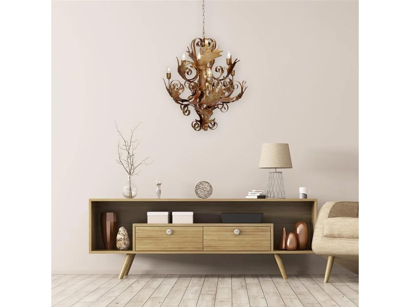  Lustre baroque en métal fly through 81cm or  - Conforama B