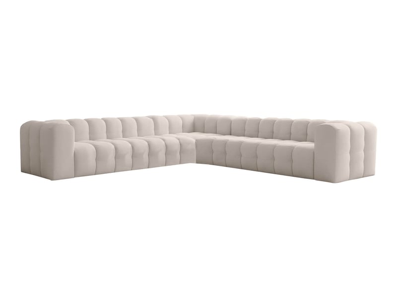 Canapé d'angle réversible miloe 8 places avec accoudoirs en velours - blanc MILOE - Conforama A