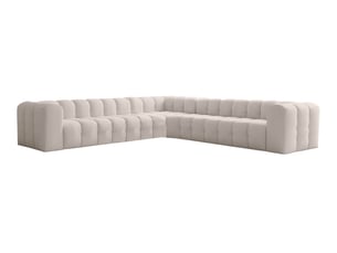Canapé d'angle réversible fixe LOUNGITUDE MILOE 8 places Velours Blanc