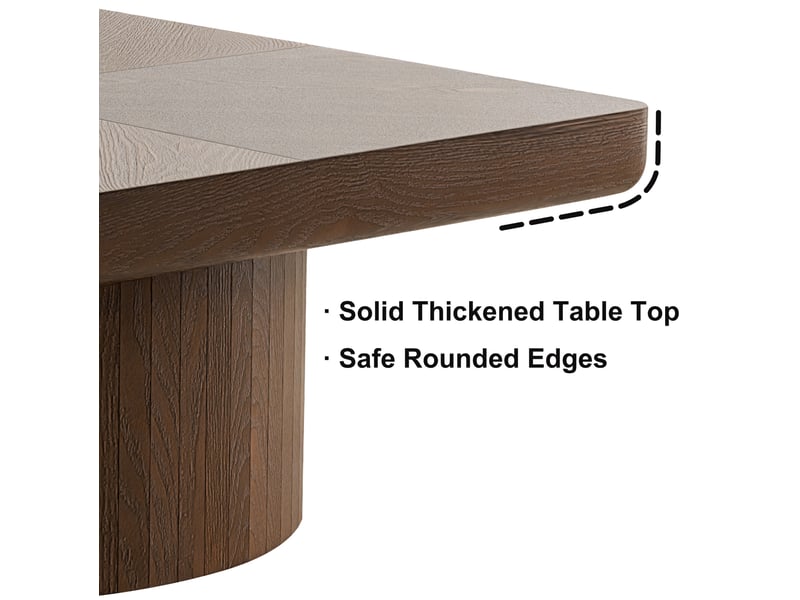  Table basse carrée 78x78 cm plaquée noyer avec motif parquet et base cylindrique  - Conforama E