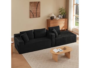 Canapé droit fixe <strong></strong> <strong></strong> 4 places Tissu noir