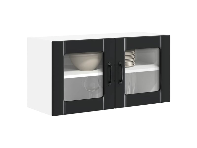  Meuble mural de cuisine, cabinet en verre mural noir 80x31x40cm  - Conforama C