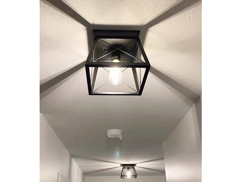  Plafonnier cage en métal noir – pour ampoule e27, max 60w  - Conforama E