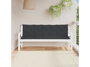Lot de 2 coussins de banc jardin, coussins d'assise noir 180x50x7 cm tissu oxford cf58733