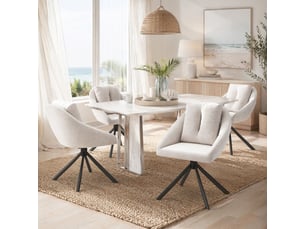 Lot de 4 chaises de salle à manger pivotantes 360°  - dossier ergonomique velours beige