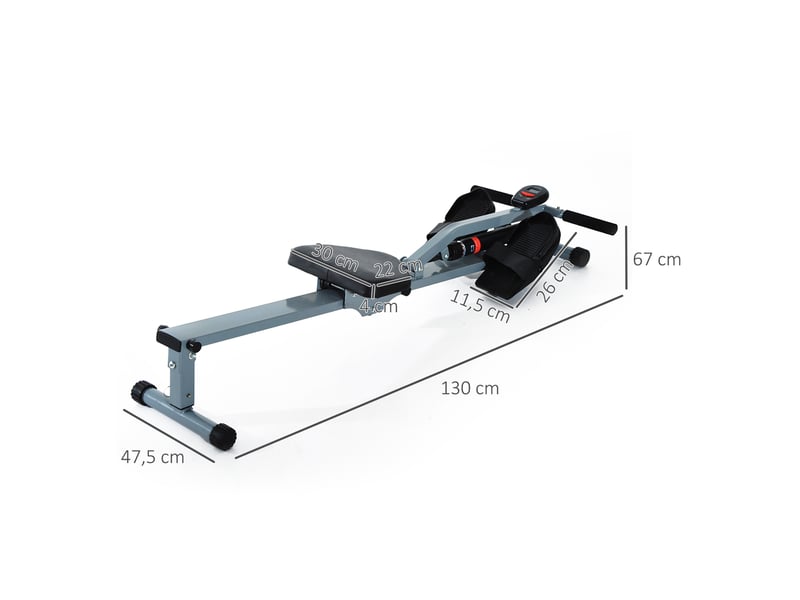  Rameur d'appartement en acier gris avec écran lcd et résistance réglable, idéal pour vos entraînements à domicile  - Conforama C