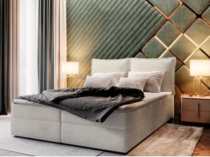 Lit avec rangement 160x200 cm <strong>MASSENO</strong> <strong></strong> coloris beige