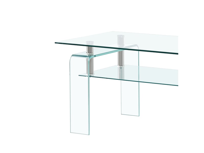  Table basse 100x55x45 cm en verre trempé transparent à 2 niveaux  - Conforama E