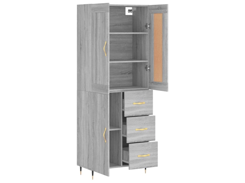  Buffet haut - bahut - meuble de rangement sonoma gris 69,5x34x180 cm bois d'ingénierie  - Conforama C