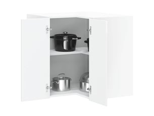 Meuble de rangement, armoire murale d'angle de cuisine porto blanc brillant