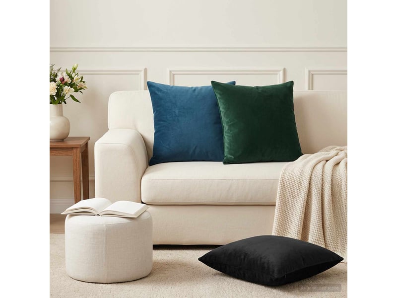  Lot de 6 coussins avec oreiller, coussins décoratifs heerlen vert foncé velours cf50949  - Conforama B