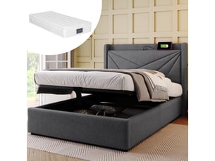 Lit coffre 90x200 cm WISHDOR coloris gris