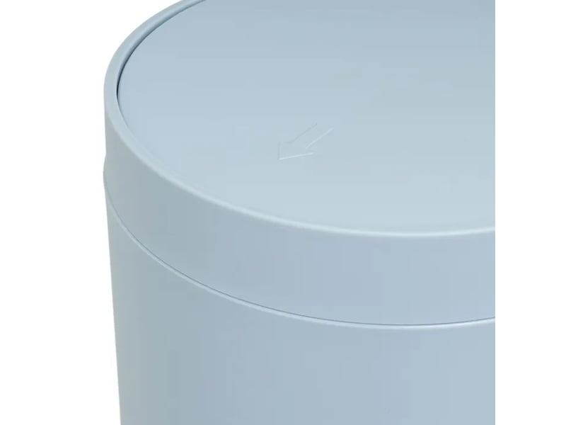  Poubelle ronde de salle de bain à couvercle basculant en polypropylène finition mate, capacité 5l,coloris bleu - longueur 18 x profondeur 18 x hauteur 27 cm  - Conforama D