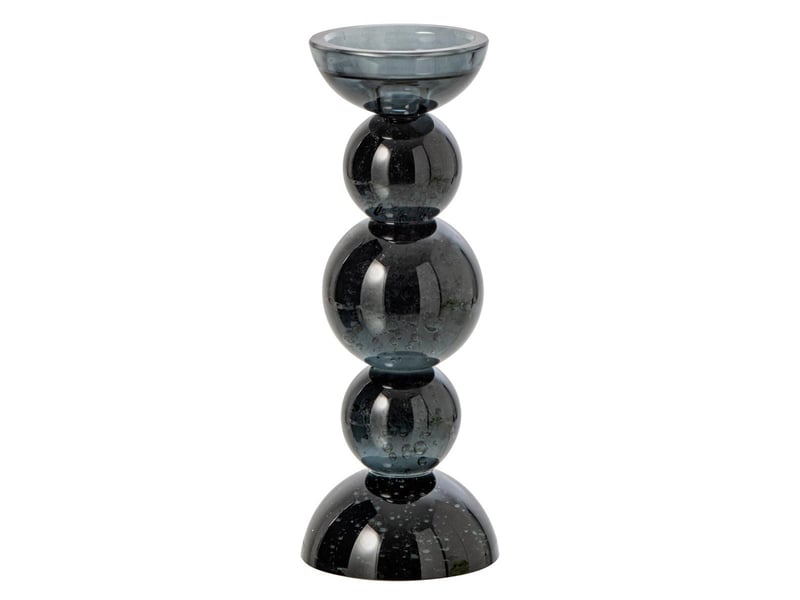  Bougeoir boules en verre dimitri 27cm bleu pétrole  - Conforama A