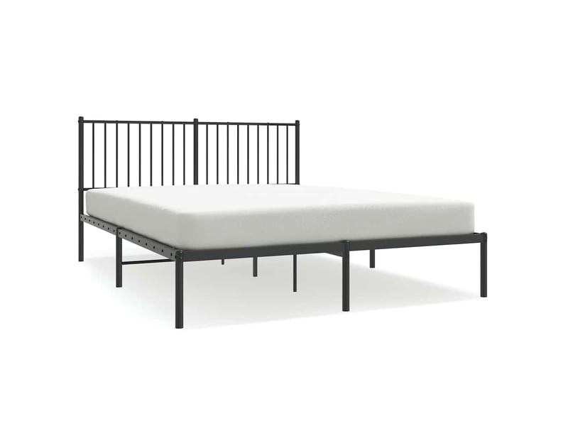  Lit double- lit adulte -  cadre de lit métal sans matelas avec tête de lit noir 150x200cm  - Conforama A