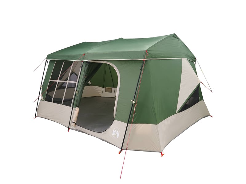  Tente de camping, tente familiale avec auvent imperméable 9 personne vert  - Conforama A