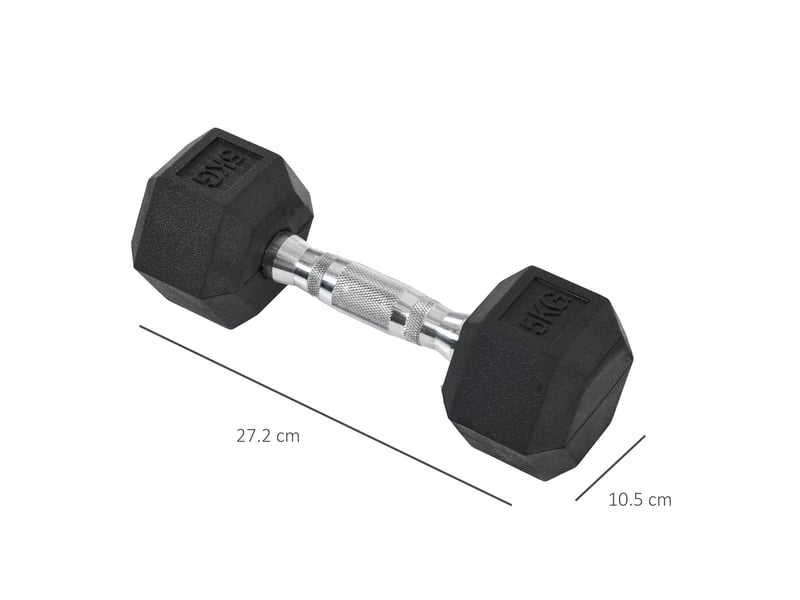  Lot de 2 haltères hexagonales 2 x 5 kg noires en métal avec revêtement en caoutchouc antiroulis  - Conforama C