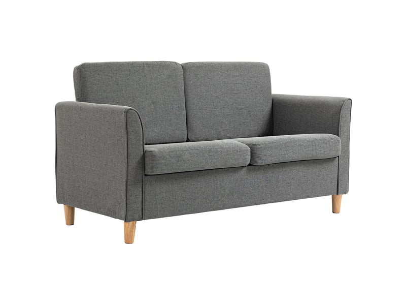  Canapé 2 places en tissu aspect lin pieds en bois gris 141 x 70 x 78 cm  - Conforama B