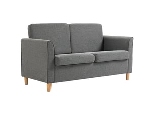 Canapé 2 places en tissu aspect lin pieds en bois gris 141 x 70 x 78 cm