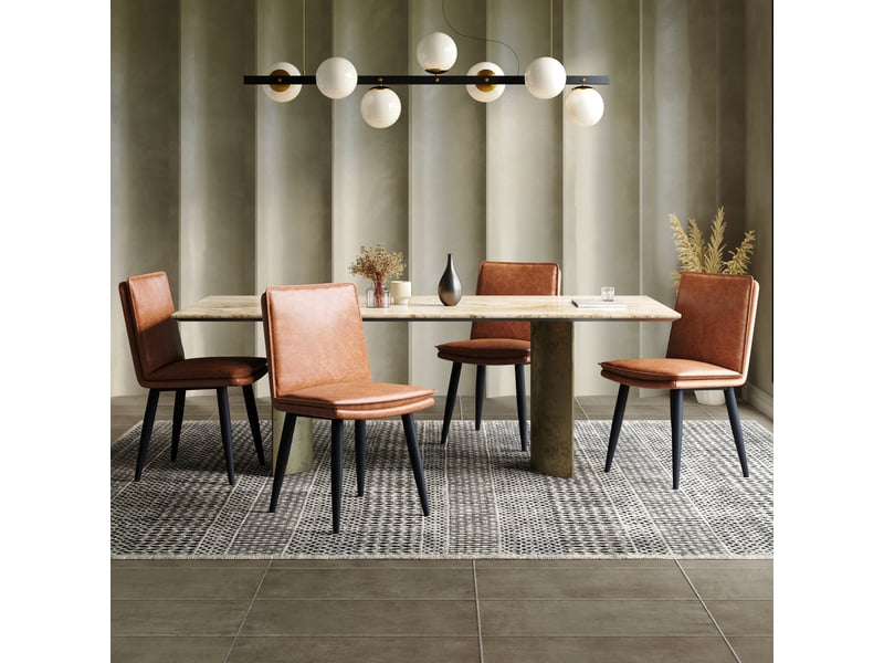  Lot de 4 chaises de salle à manger,49x57x84 cm,polyuréthane,marron  - Conforama B