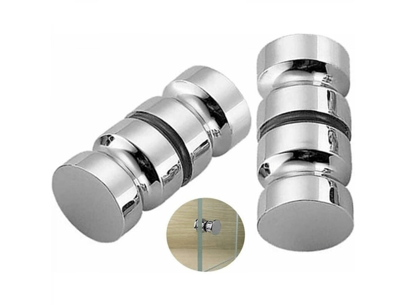  2 poignées rondes chrome poli 30 mm pour portes douche baignoire  - Conforama A