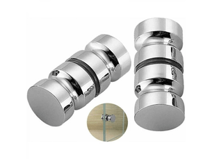 2 poignées rondes chrome poli 30 mm pour portes douche baignoire