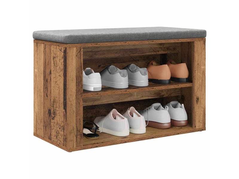  Meuble à chaussures, rack à chaussures 75x35x45 cm bois d'ingénierie bois ancien  - Conforama C