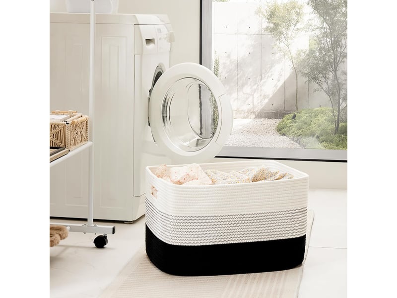 Lot de 2 paniers tissés corde coton pour couvertures - grand panier 30x35cm + petit 25x30cm pour - Conforama C