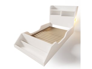 Lit avec rangement 90x200 cm <strong></strong>  <strong></strong> coloris blanc