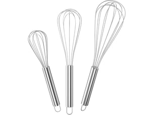 3pcs argent, fouet cuisine inox professionnel, batteur manuel à œufs contient 21cm, 26cm, 29cm, fouet pour mélanger, remuer la pâte