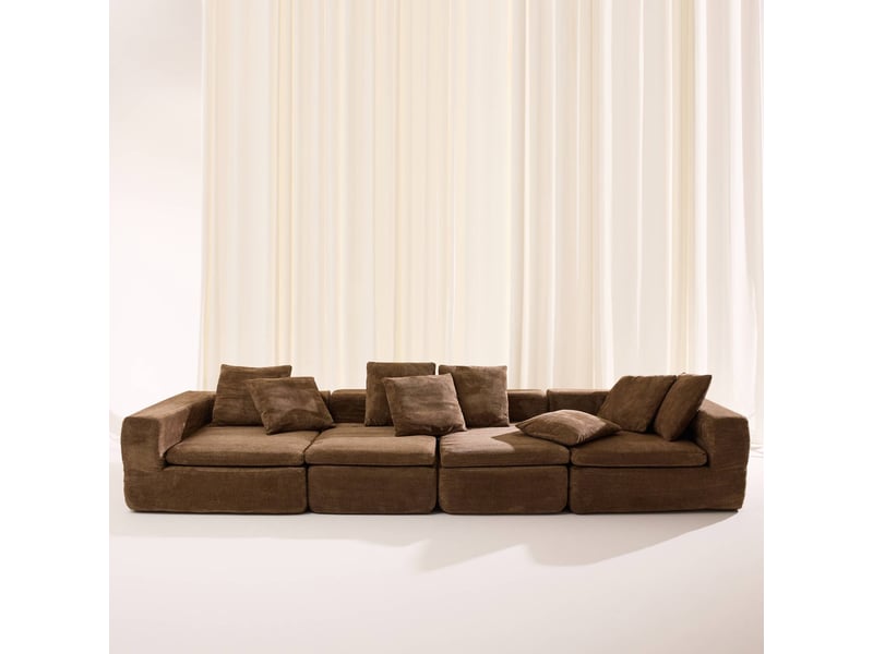  Canapé modulable tissu chenille 5 places marron - movi  - Conforama B