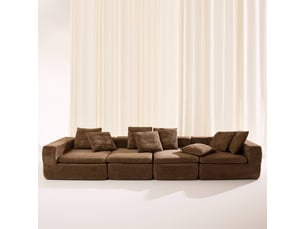 Canapé droit compressé fixe   5 places Tissu Marron