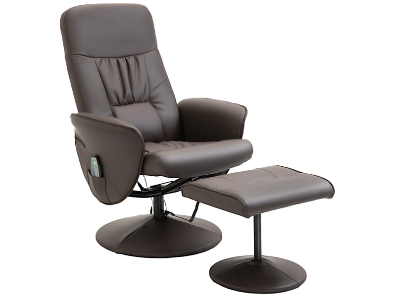  Fauteuil relax avec repose-pieds inclinable et pivotant 360° en similicuir marron 76 x 81 x 105 cm  - Conforama A