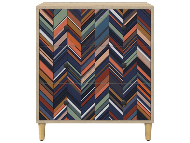  Commode chambre, meuble de rangement ommen imprimé géométrique 66 x 36,5 x 75 cm sonoma  - Conforama E
