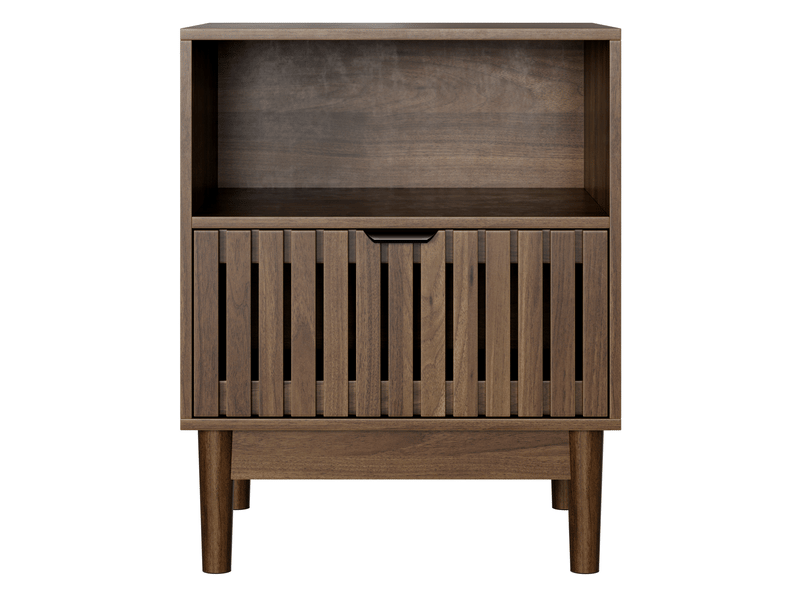 Table de chevet avec 1 tiroir 45x39x56,5 cm en mdf coloris noyer - Conforama A