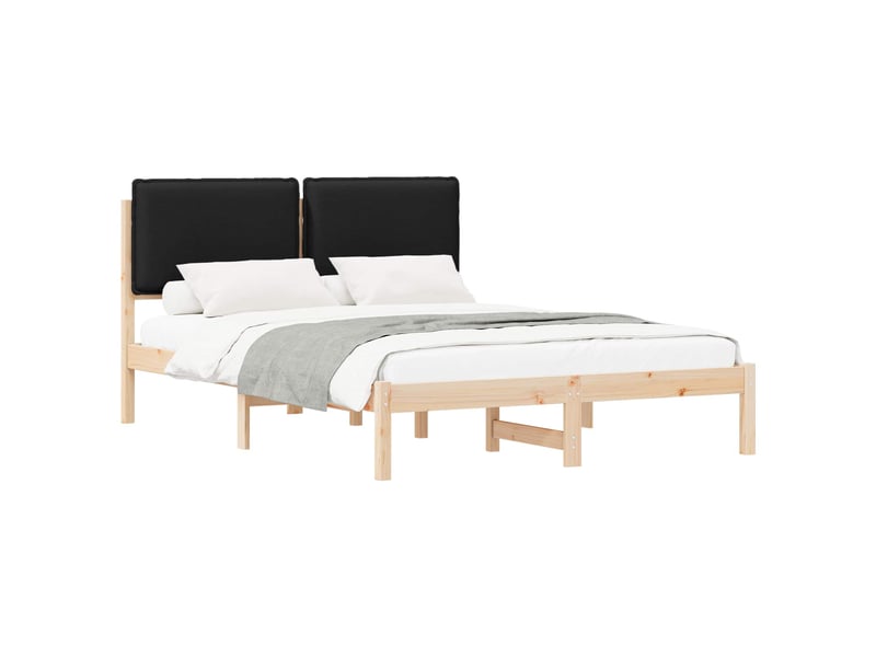  Lit double- lit adulte -  cadre de lit avec tête de lit rembourrée noir 140 x 200 cm  - Conforama A