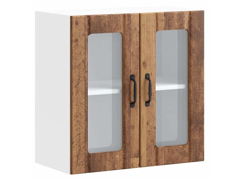  Armoire murale de cuisine avec porte vitrée lucca bois d'ingénierie ancien  - Conforama A