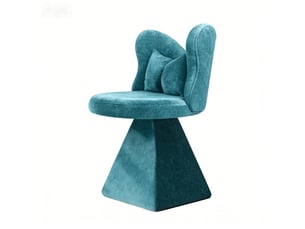 Chaise de coiffeuse pivotante,52x52x78 cm,dossier papillon,velours chenille,bleu
