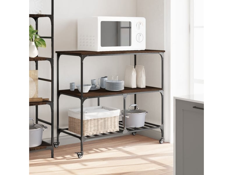  Desserte de cuisine, chariot de rangement chêne marron 100x50x95 cm bois d'ingénierie  - Conforama D