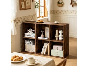 Bibliotheque coloris marron 6 étagère(s) <strong>KORFEE</strong> <strong></strong> - 12.85 cm x 59.6 cm