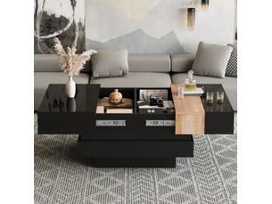 Table basse carré(e) coloris noir <strong>MAISENTIEL</strong> <strong></strong> - 70 cmx70 cm
