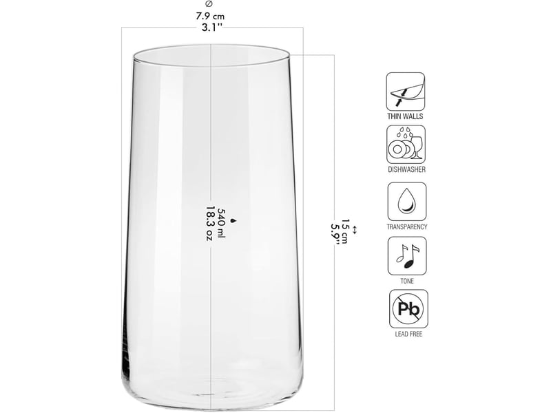  Verre à eau jus highball lot de 6  540 ml  - Conforama B