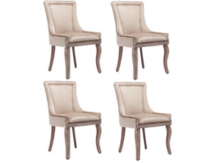 Chaise de salle à manger 55x61x91 cm à clous décoratifs en bois et velours beige, lot de 4