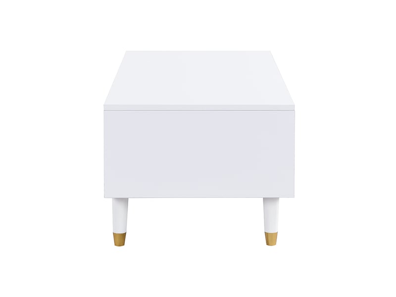  Table basse led blanche – 2 tiroirs ondulés, éclairage bluetooth – 110 x 50 x 40 cm  - Conforama E