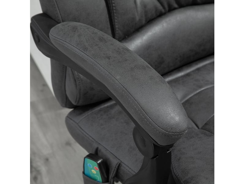  Chaise de bureau de massage chauffante gris foncé, inclinable à 135° avec repose-pieds et télécommande  - Conforama E
