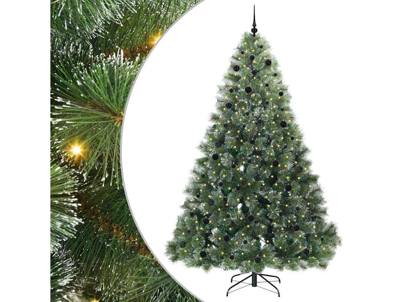  Sapin de noël artificiel, arbre de noël avec 300 led vert 240 cm pe et pvc shl3351  - Conforama A