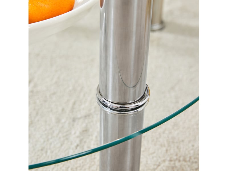 Table basse ronde 70x70x42 cm double niveau métal argenté et transparent  - Conforama D