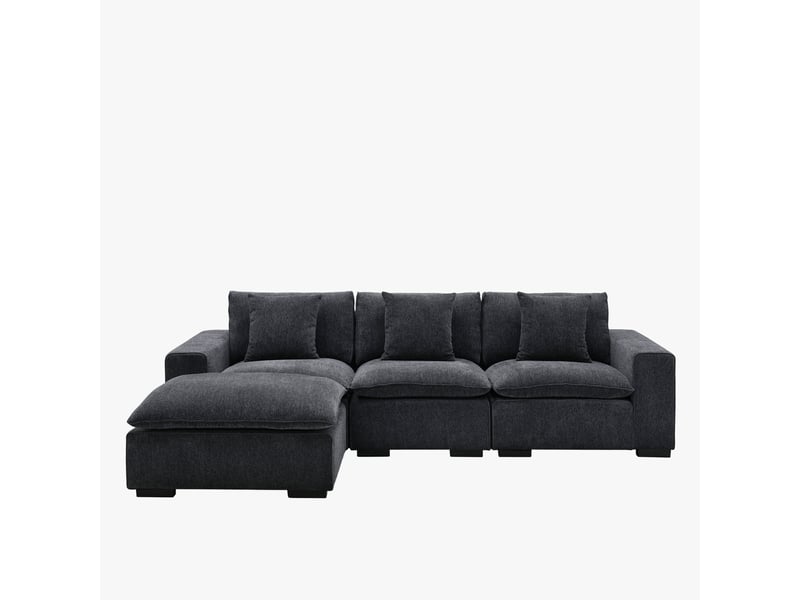  Canapé d'angle modulable et réversible en tissu gris foncé  - Conforama C