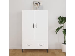 Buffet haut - bahut - meuble de rangement blanc 70x31x115 cm bois d'ingénierie